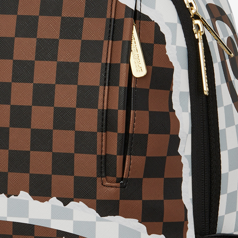 SPRAYGROUND Раница CREAM AND BROWN TEAR CHECK BACKPACK 