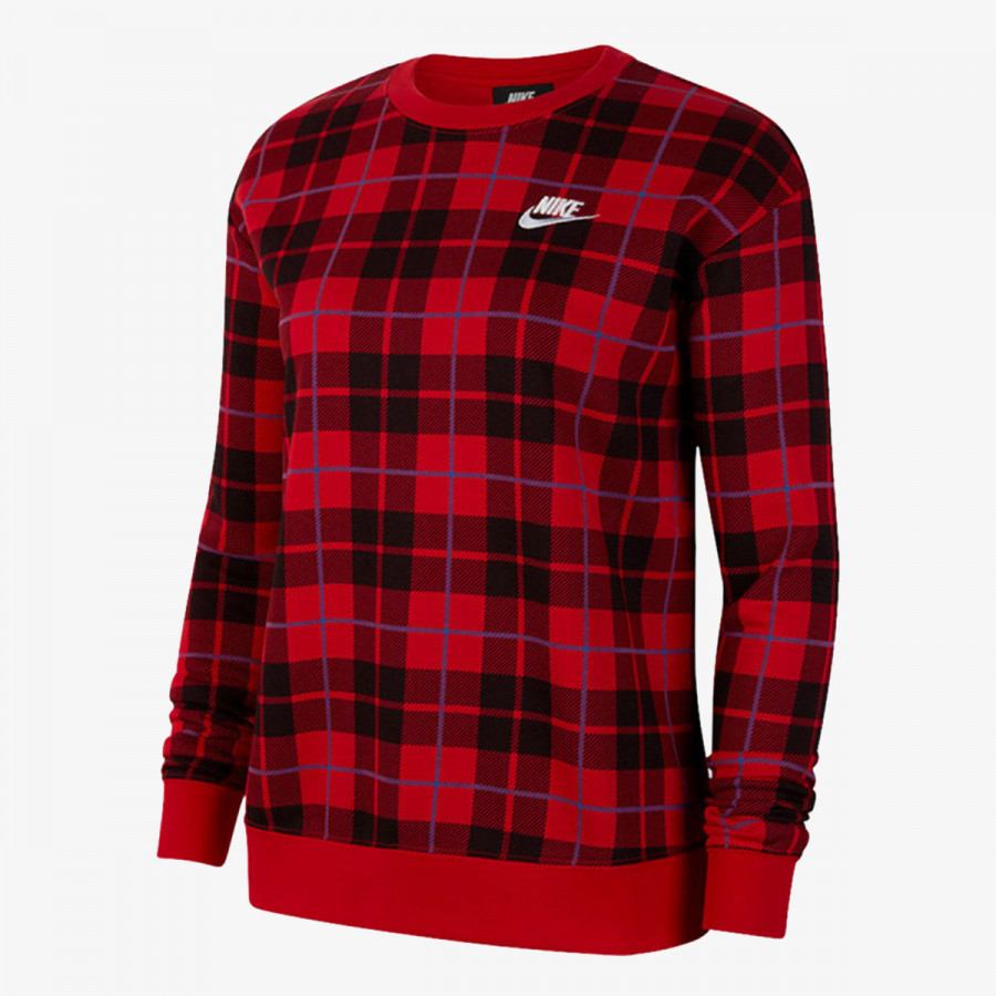 NIKE Блуза с дълъг ръкав W NSW CREW FLC AOP PLAID 