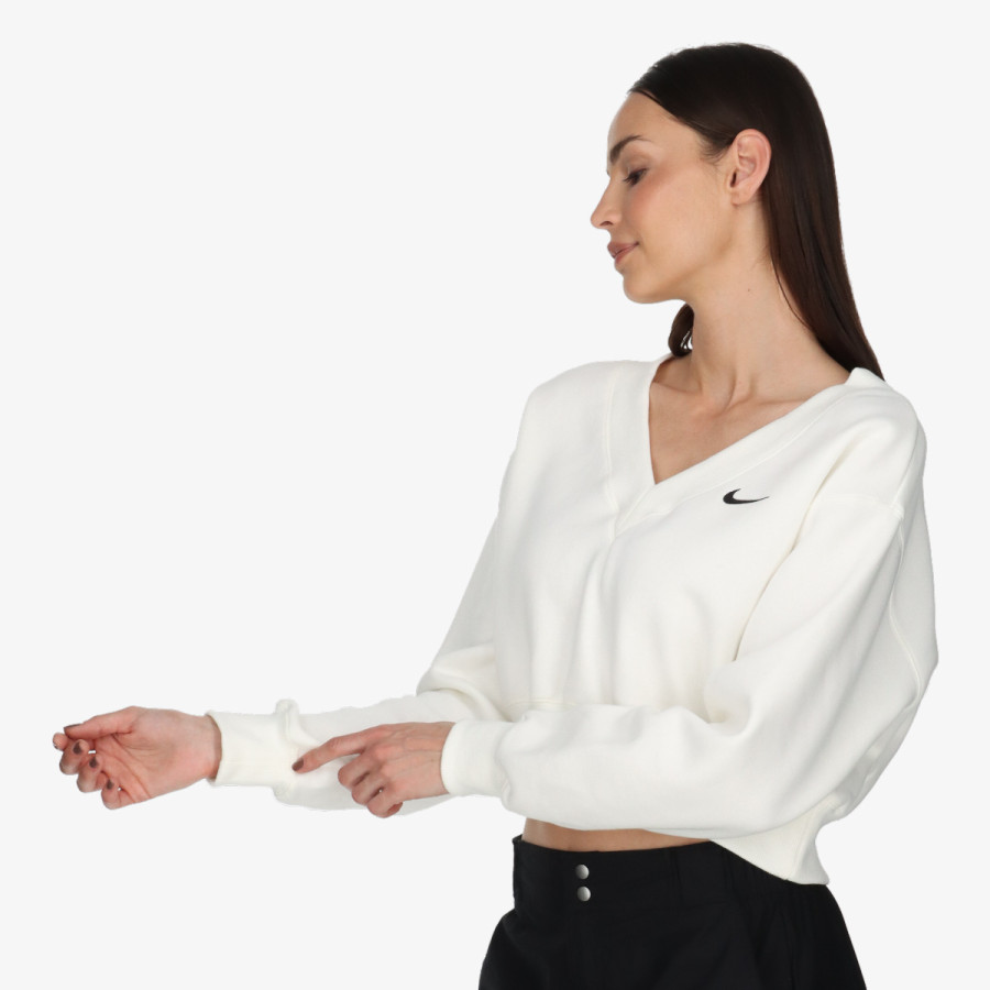 NIKE Блуза с дълъг ръкав W NSW PHNX FLC CROP VNECK 