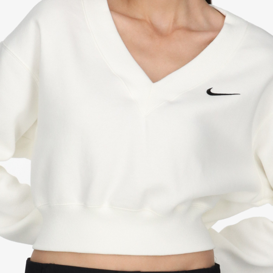 NIKE Блуза с дълъг ръкав W NSW PHNX FLC CROP VNECK 