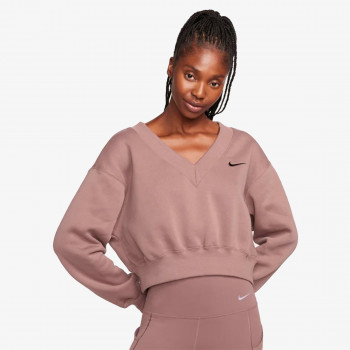 NIKE Блуза с дълъг ръкав NIKE Блуза с дълъг ръкав W NSW PHNX FLC CROP VNECK 