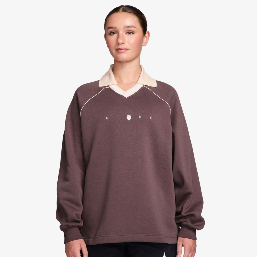 NIKE Суитшърт W NSW PHNX FLC OS GX POLO TOP 