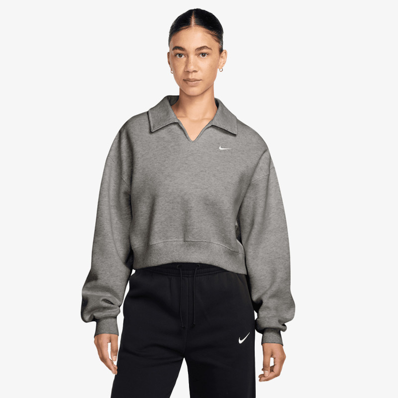 NIKE Суитшърт W NK STDO FLC MW OS CRP POLO 
