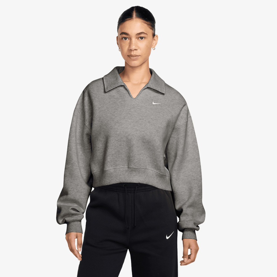 NIKE Суитшърт W NK STDO FLC MW OS CRP POLO 