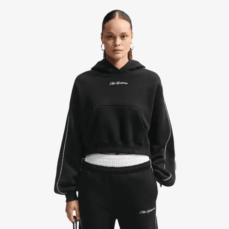 NIKE Суитшърт W NK STDO FLC MW CRP SCLOP HDY 