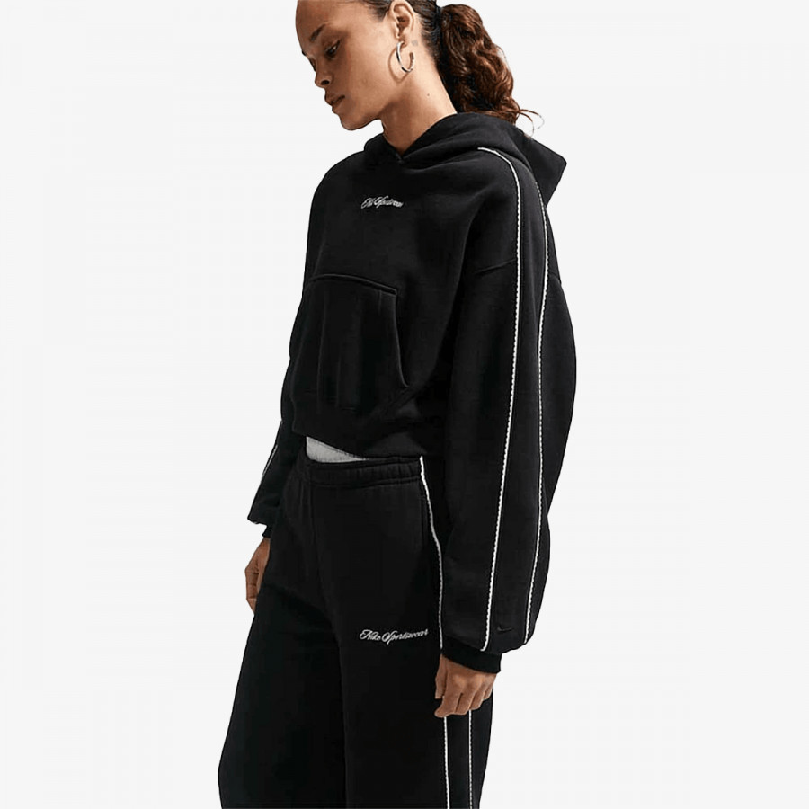 NIKE Суитшърт W NK STDO FLC MW CRP SCLOP HDY 