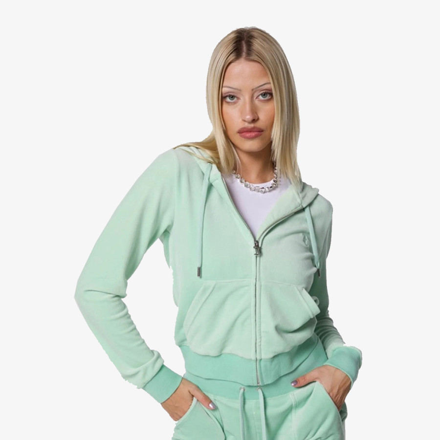 JUICY COUTURE Суитшърт ZIP THROUGH HOODIE WITH  ZIP PULL &  JC 