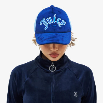 JUICY COUTURE Шапка с козирка BUZENVAL RAISED EMBROIDERY VELOUR TRUCKE 