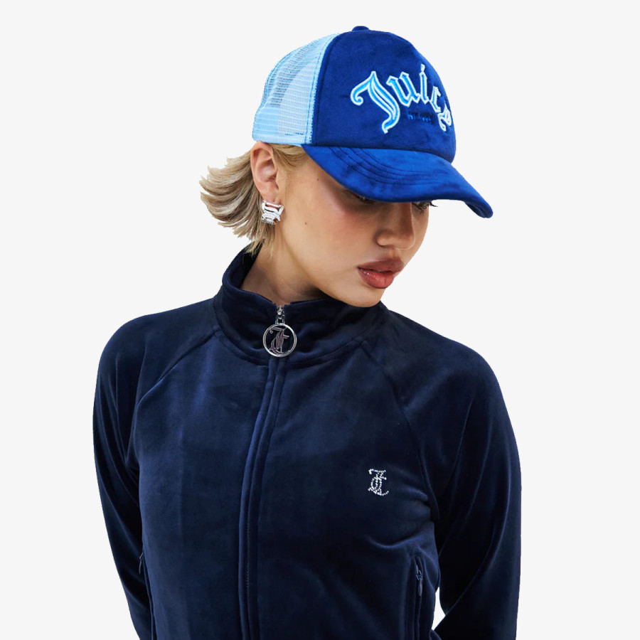 JUICY COUTURE Шапка с козирка BUZENVAL RAISED EMBROIDERY VELOUR TRUCKE 