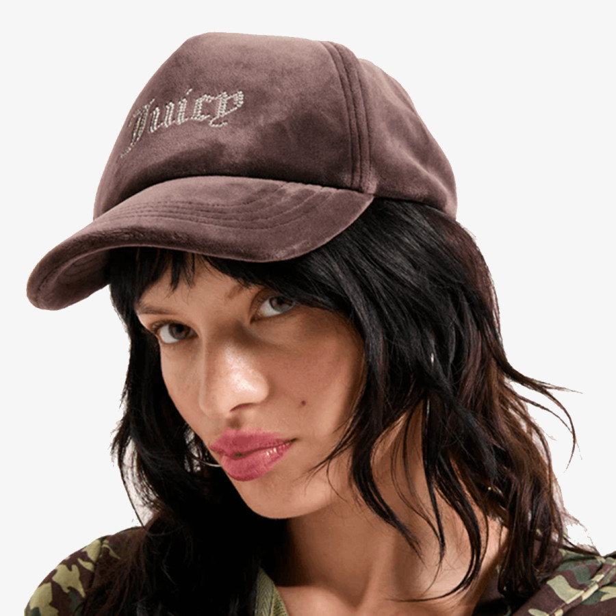 JUICY COUTURE Шапка с козирка VELOUR & DIAMANTE BASEBALL CAP