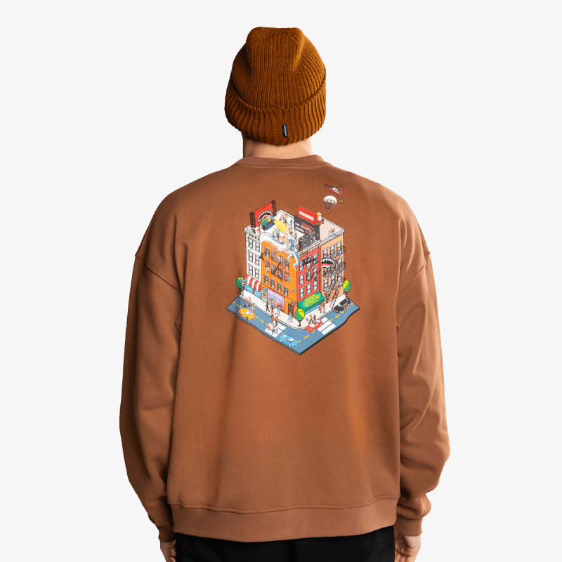 SPRAYGROUND Суитшърт BLOCK PARTY CREWNECK BROWN