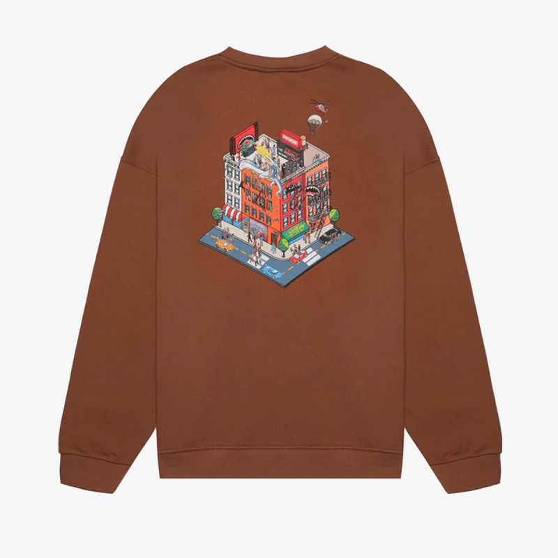 SPRAYGROUND Суитшърт BLOCK PARTY CREWNECK BROWN